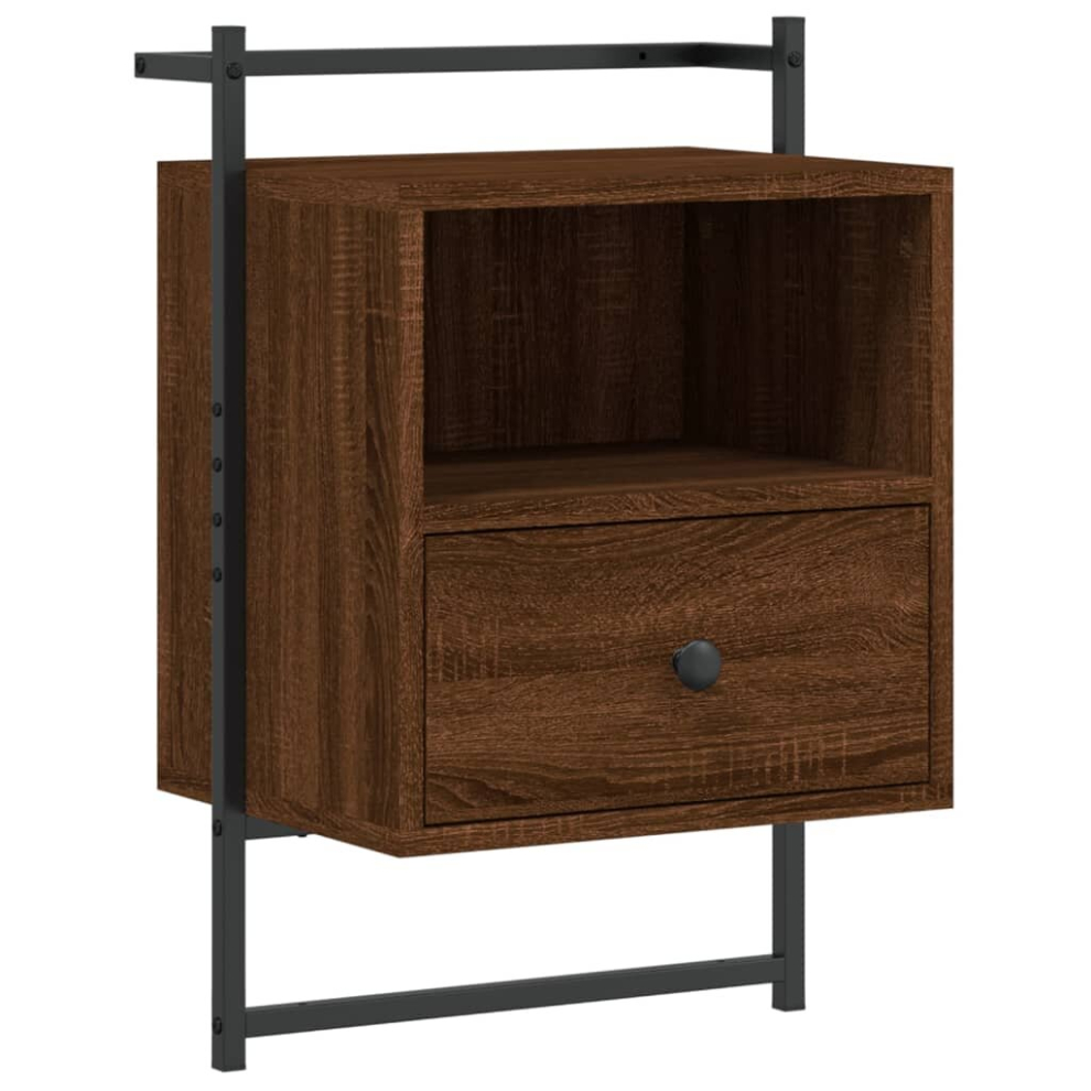 Vidaxl (Brown Oak, 1 Pcs) Bedside Cabinet Wall-Mounted Nightstand Sonoma Oak Engineered Wood
