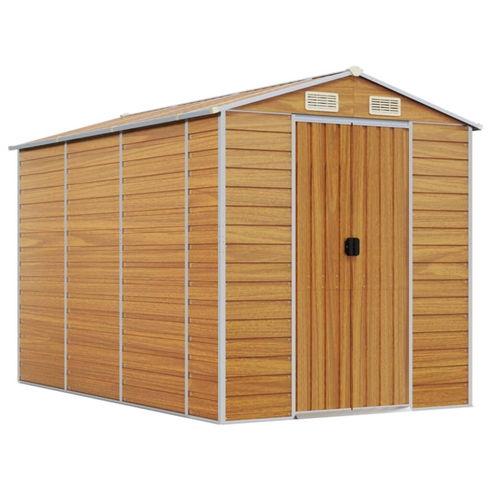 (light brown, 191 x 300 x 198 cm) vidaXL Garden Shed Outdoor Storage Shed Patio Yard Tool Shed Galvanised Steel