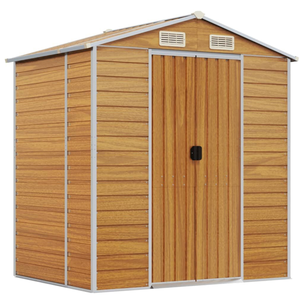 Vidaxl (Light Brown, 191 X 130 X 198 Cm) Garden Shed Outdoor Storage Shed Patio Yard Tool Shed Galvanised Steel