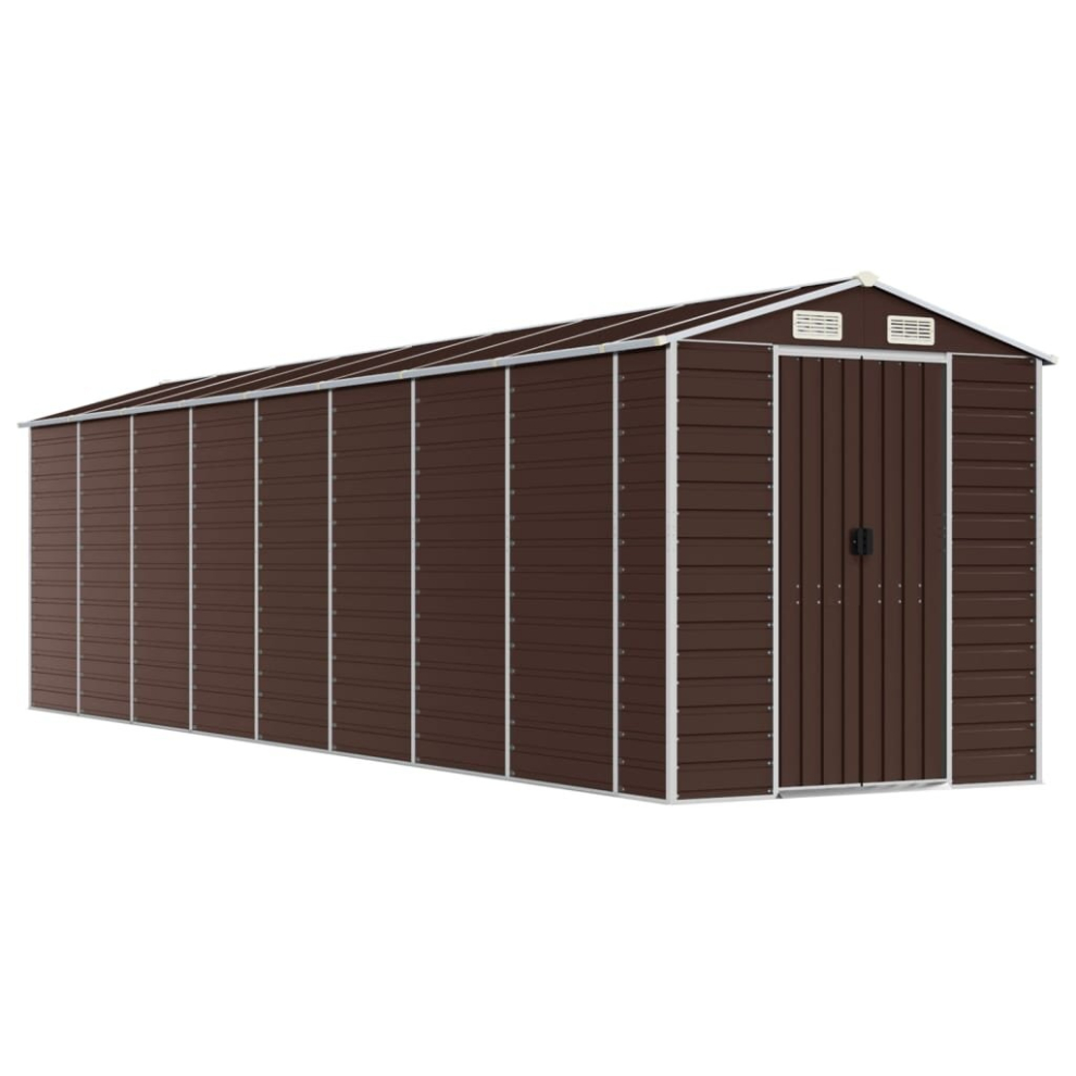 Vidaxl (Brown, 191 X 725 X 198 Cm) Garden Shed Outdoor Storage Shed Patio Yard Tool Shed Galvanised Steel