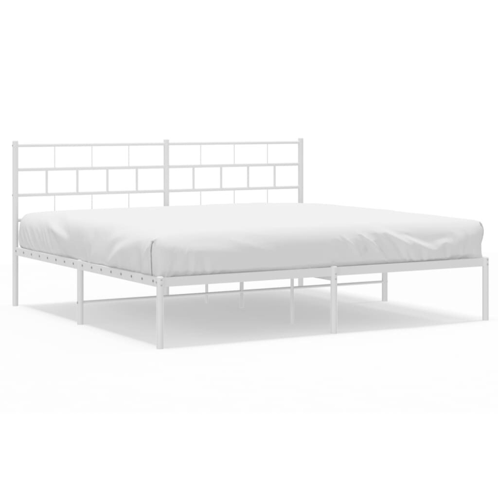 (with headboard, 183 X 213 cm) vidaXL Metal Bed Frame Bed Base With Headboard And Footboard White 107x203 Cm