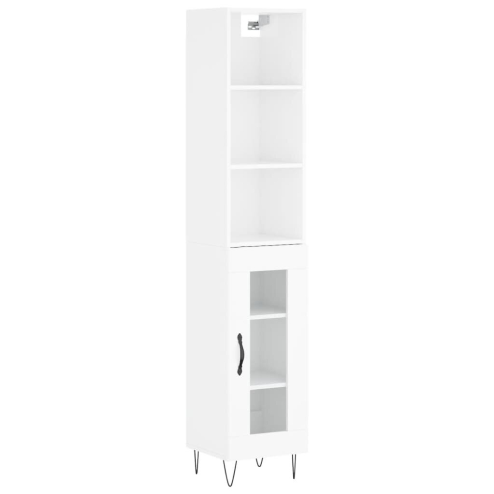 (high gloss white, 1 glass door) vidaXL Highboard Sideboard Cupboard Side Cabinet Grey Sonoma Engineered Wood