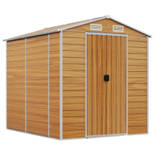 (light brown, 191 x 215 x 198 cm) vidaXL Garden Shed Outdoor Storage Shed Patio Yard Tool Shed Galvanised Steel