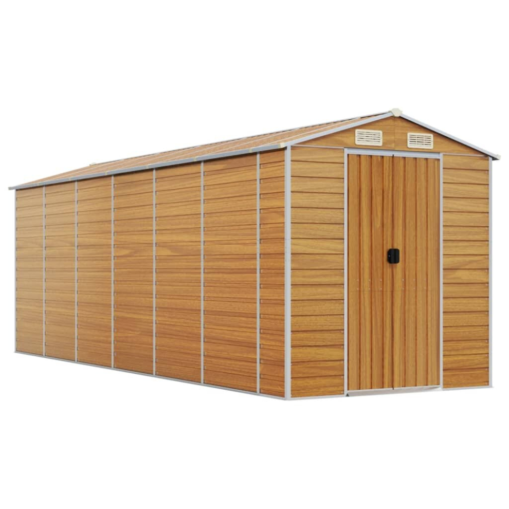 (light brown, 191 x 555 x 198 cm) vidaXL Garden Shed Outdoor Storage Shed Patio Yard Tool Shed Galvanised Steel