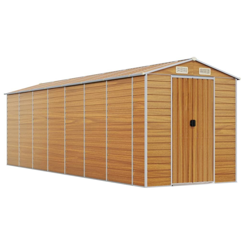 (light brown, 191 x 640 x 198 cm) vidaXL Garden Shed Outdoor Storage Shed Patio Yard Tool Shed Galvanised Steel