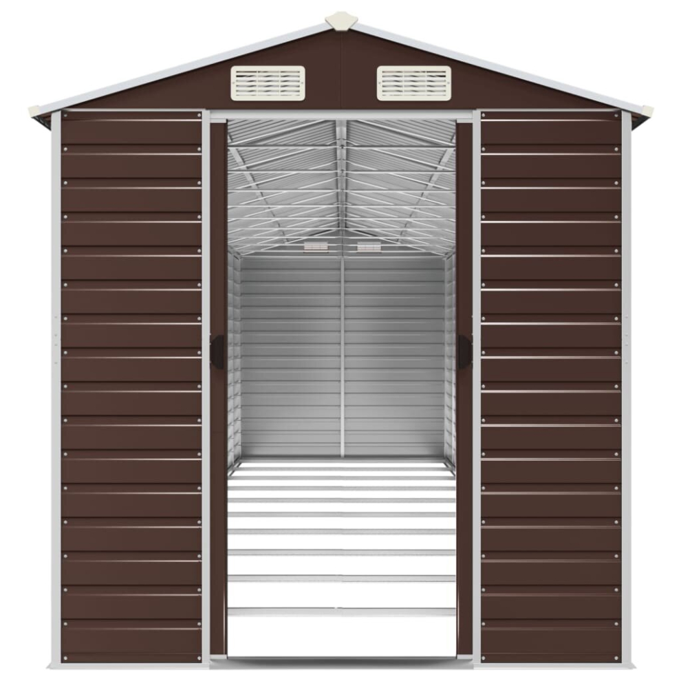 Vidaxl (Brown, 191 X 895 X 198 Cm) Garden Shed Outdoor Storage Shed Patio Yard Tool Shed Galvanised Steel