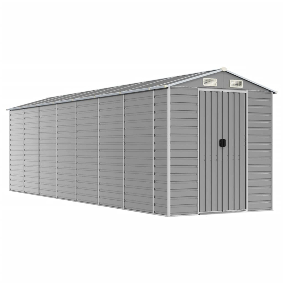 Vidaxl (Light Grey, 191 X 640 X 198 Cm) Garden Shed Outdoor Storage Shed Patio Yard Tool Shed Galvanised Steel