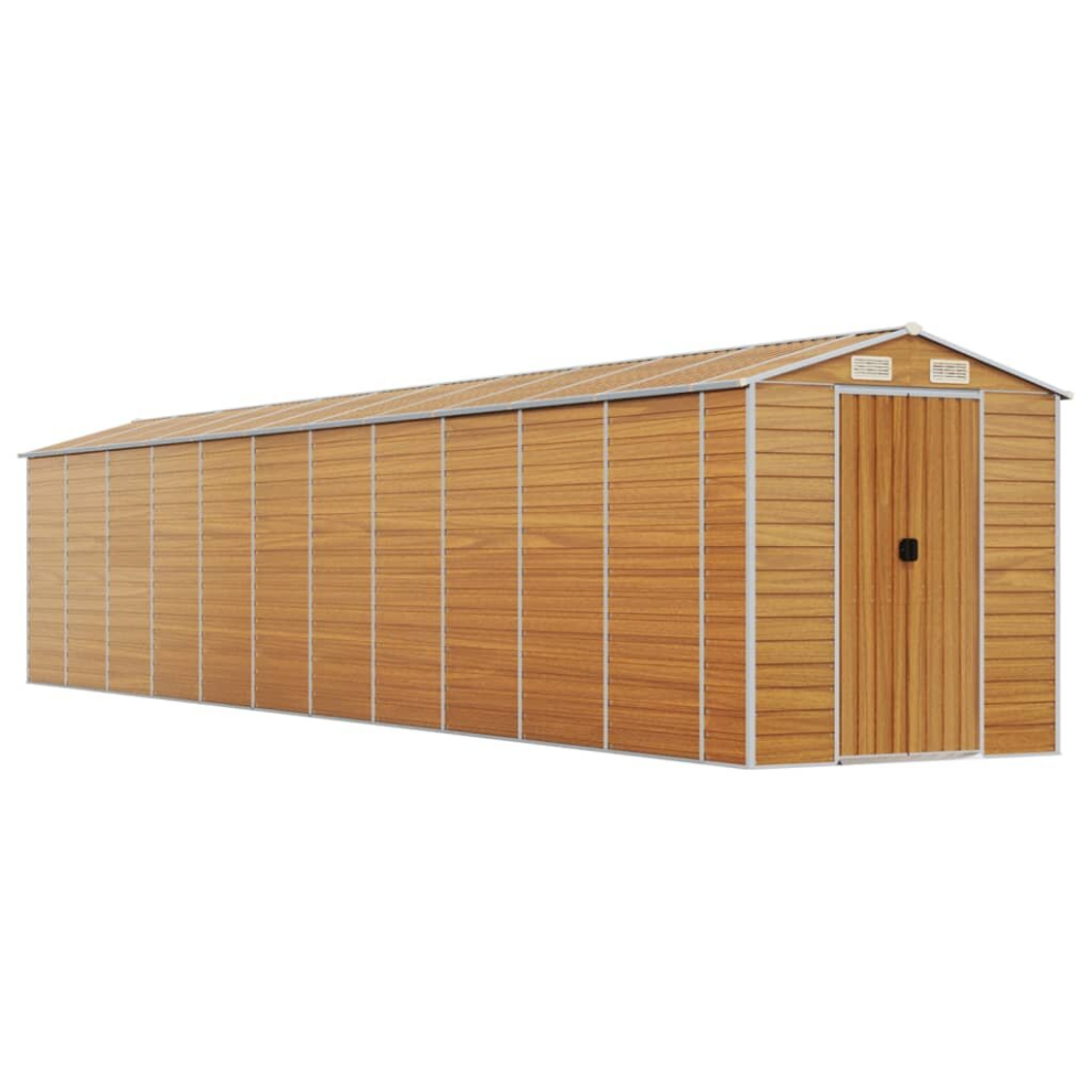 Vidaxl (Light Brown, 191 X 980 X 198 Cm) Garden Shed Outdoor Storage Shed Patio Yard Tool Shed Galvanised Steel