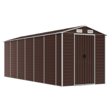 (brown, 191 x 555 x 198 cm) vidaXL Garden Shed Outdoor Storage Shed Patio Yard Tool Shed Galvanised Steel