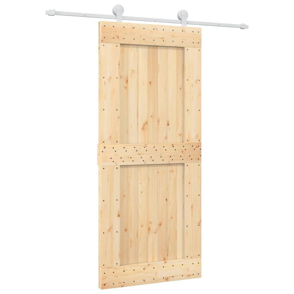 vidaXL Sliding Door Barn Door with Hardware Set Interior Door Solid Wood Pine