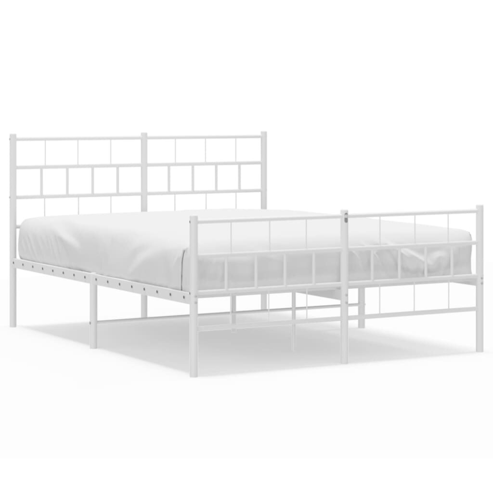 (with headboard & footboard, 140 x 200 cm) vidaXL Metal Bed Frame Bed Base with Headboard and Footboard White 107x203 cm