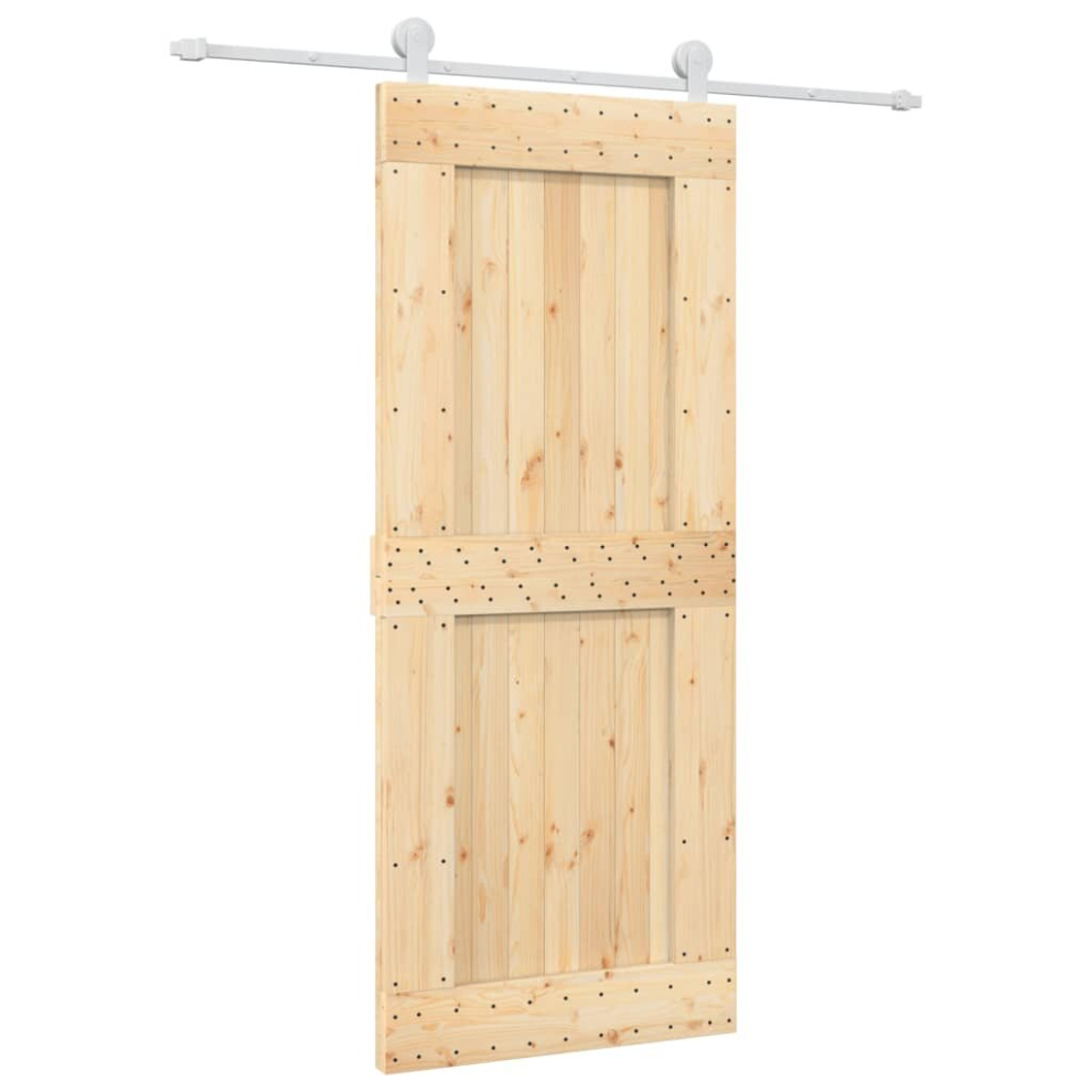 vidaXL Sliding Door Barn Door with Hardware Set Interior Door Solid Wood Pine