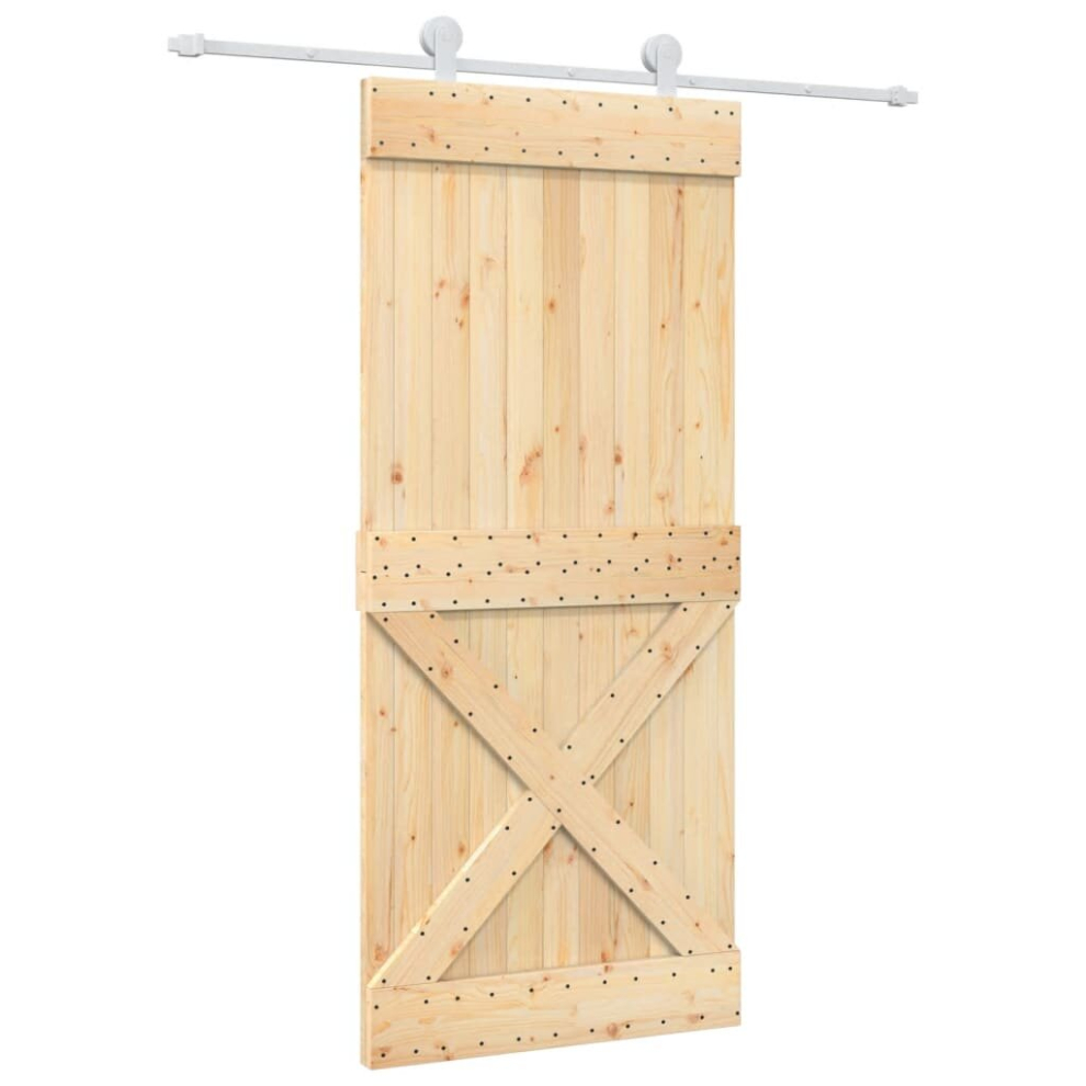 vidaXL Sliding Door Barn Door with Hardware Set Interior Door Solid Wood Pine
