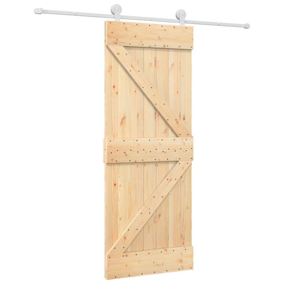 vidaXL Sliding Door Barn Door with Hardware Set Interior Door Solid Wood Pine