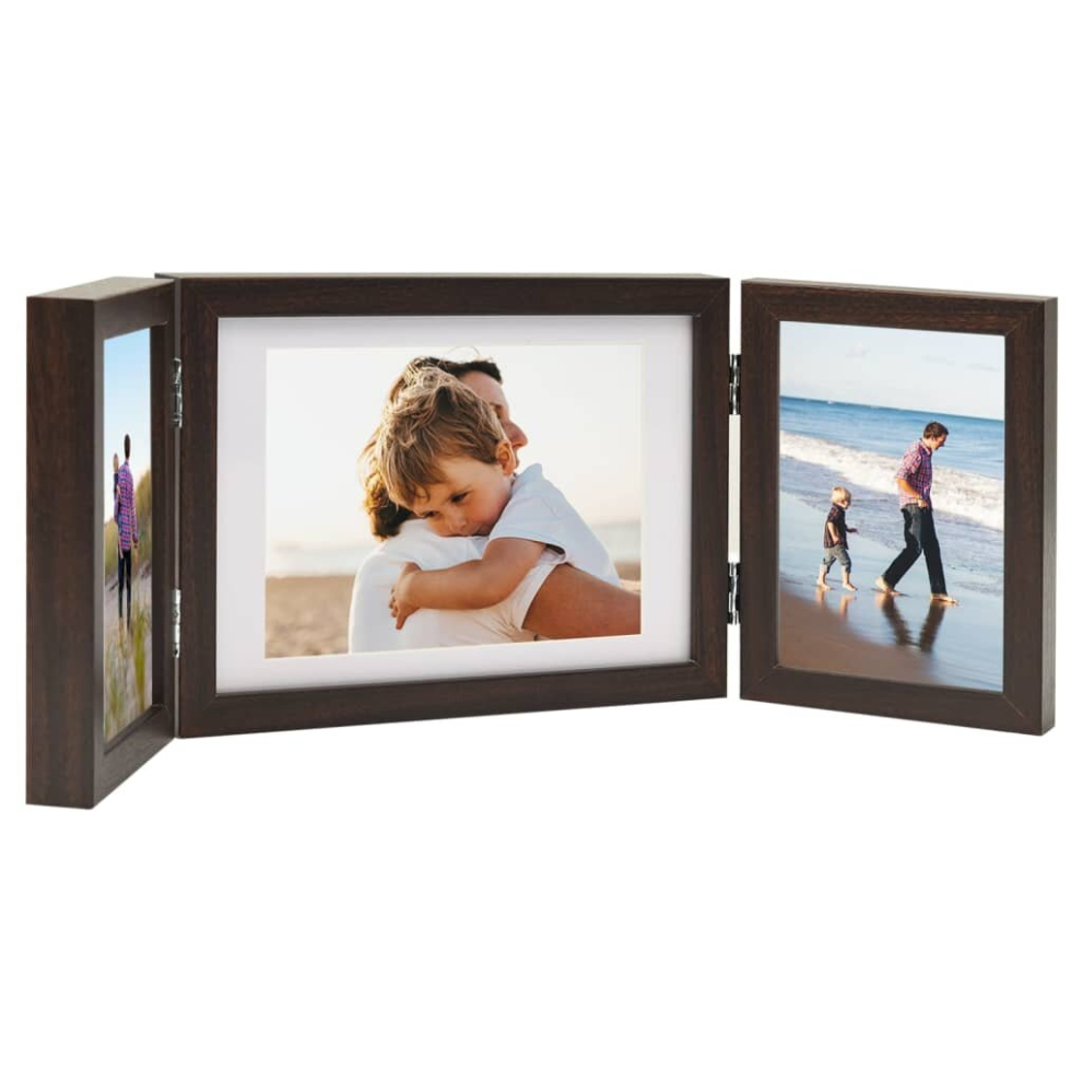 (dark brown, 22 x 15 cm) vidaXL Trifold Photo Frame Collage Picture Frame 22x15/28x18cm Multi Colours