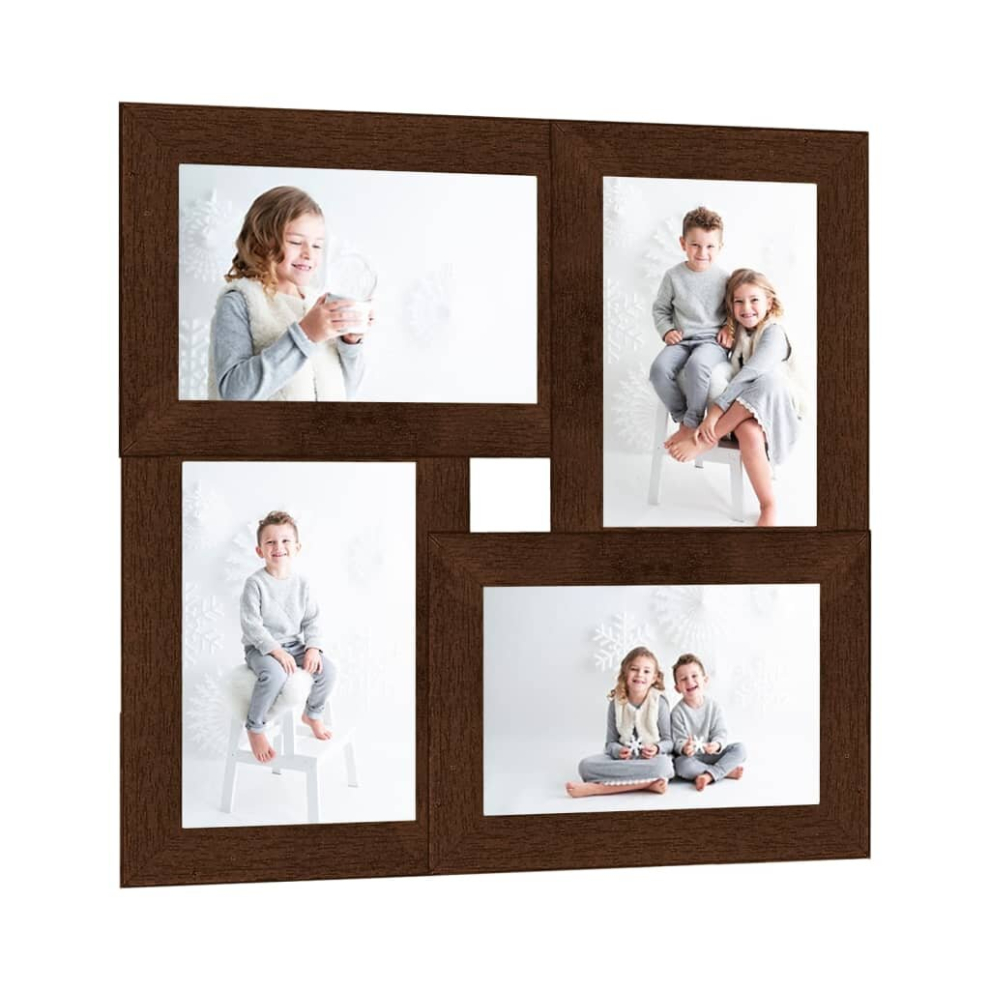 (dark brown, 4 x (10 x 15 cm)) vidaXL Collage Photo Frame MDF for 4x(13x18 cm)/4x(10x15 cm) Multi Colours