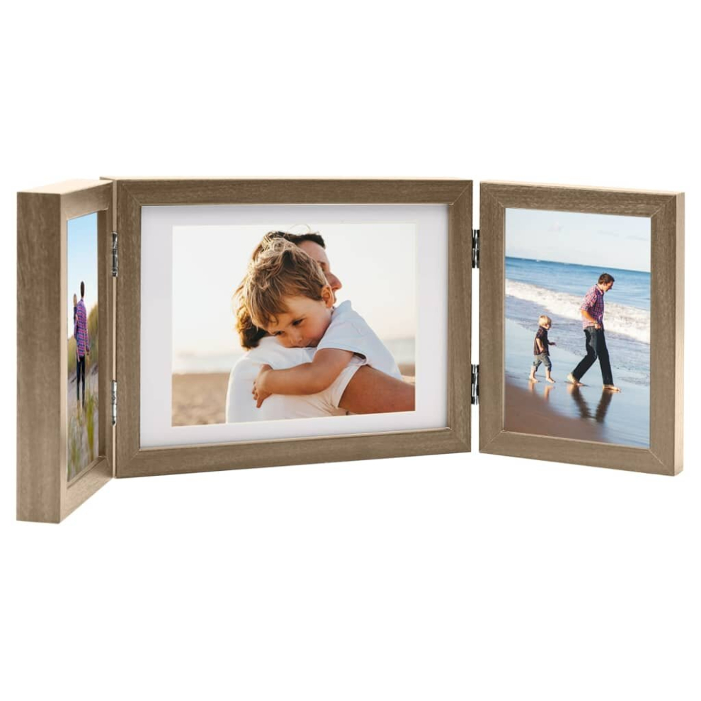 (light brown, 22 x 15 cm) vidaXL Trifold Photo Frame Collage Picture Frame 22x15/28x18cm Multi Colours