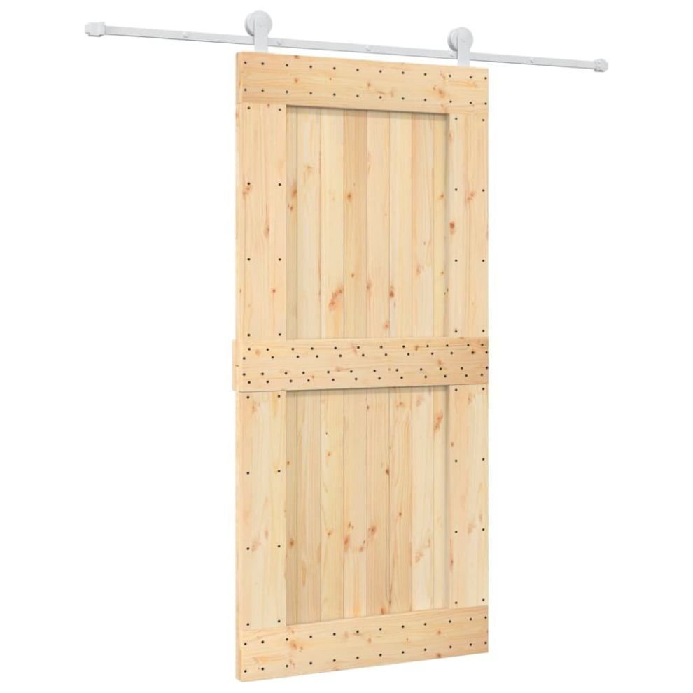 vidaXL Sliding Door Barn Door with Hardware Set Interior Door Solid Wood Pine