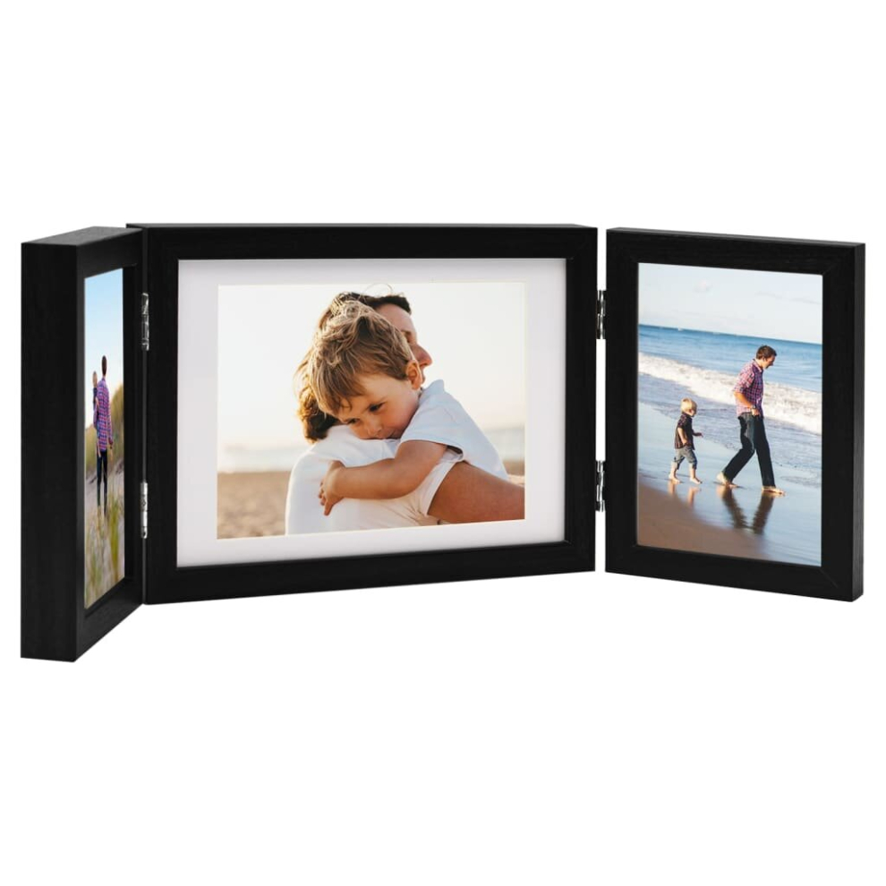 (black, 22 x 15 cm) vidaXL Trifold Photo Frame Collage Picture Frame 22x15/28x18cm Multi Colours