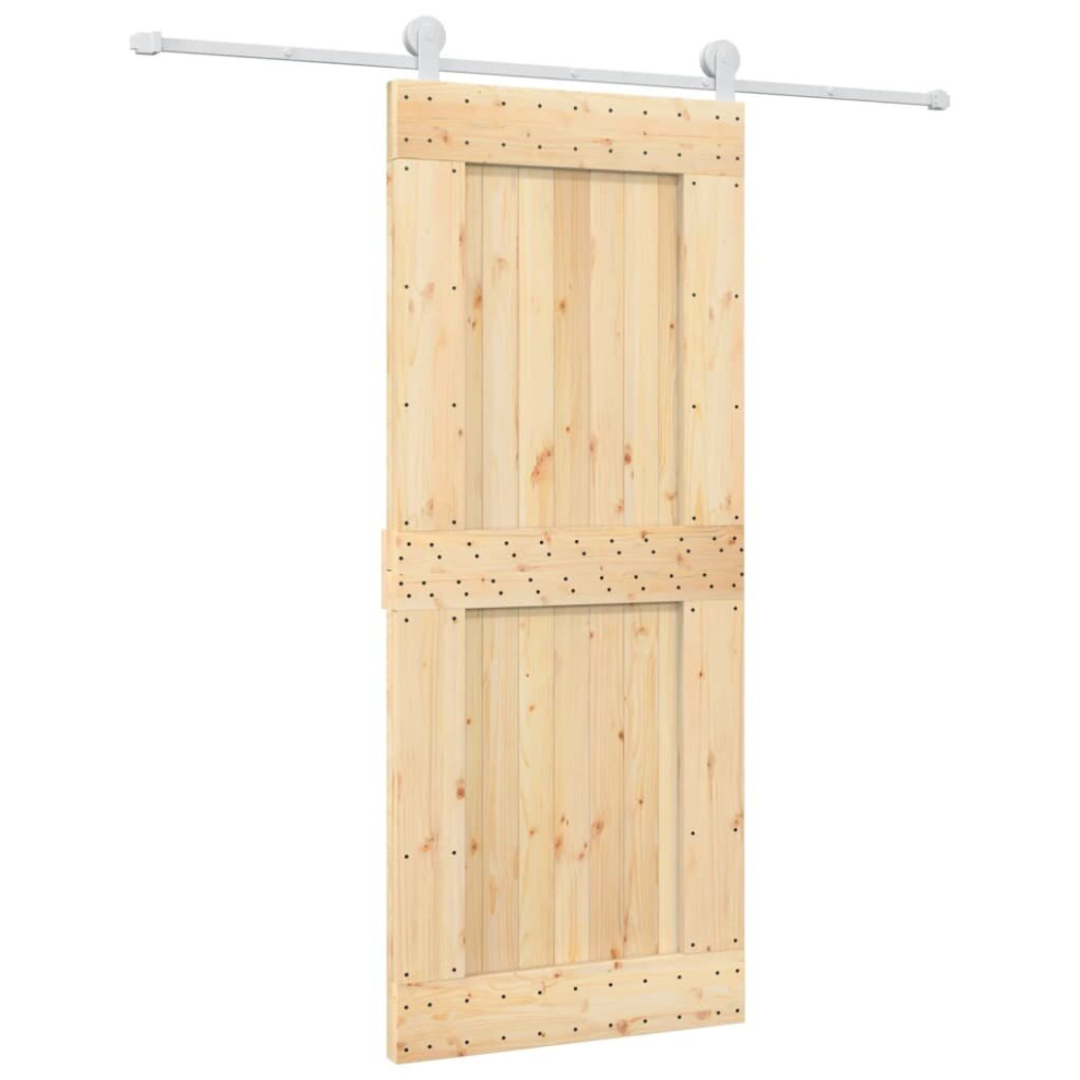 vidaXL Sliding Door Barn Door with Hardware Set Interior Door Solid Wood Pine