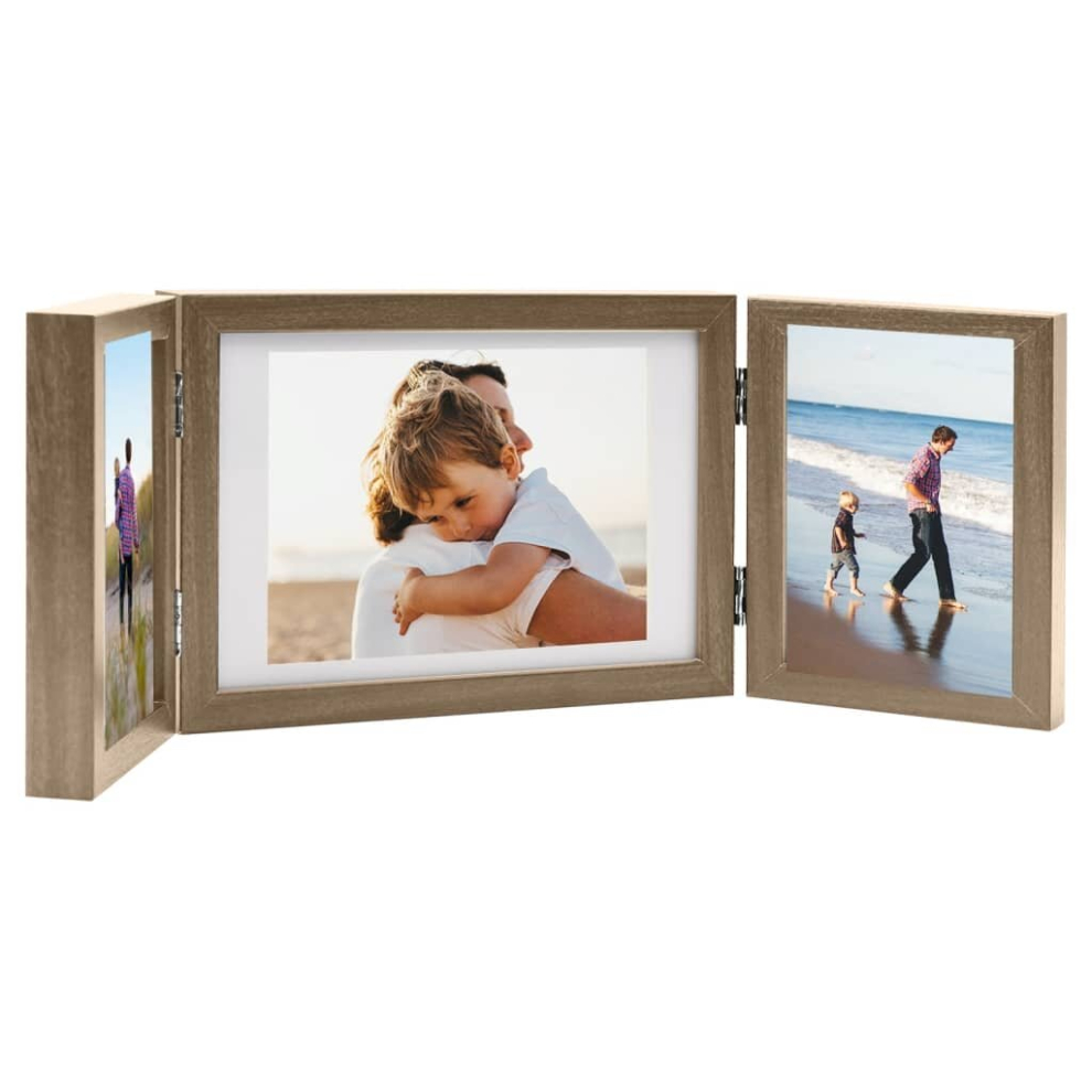 (light brown, 28 x 18 cm) vidaXL Trifold Photo Frame Collage Picture Frame 22x15/28x18cm Multi Colours