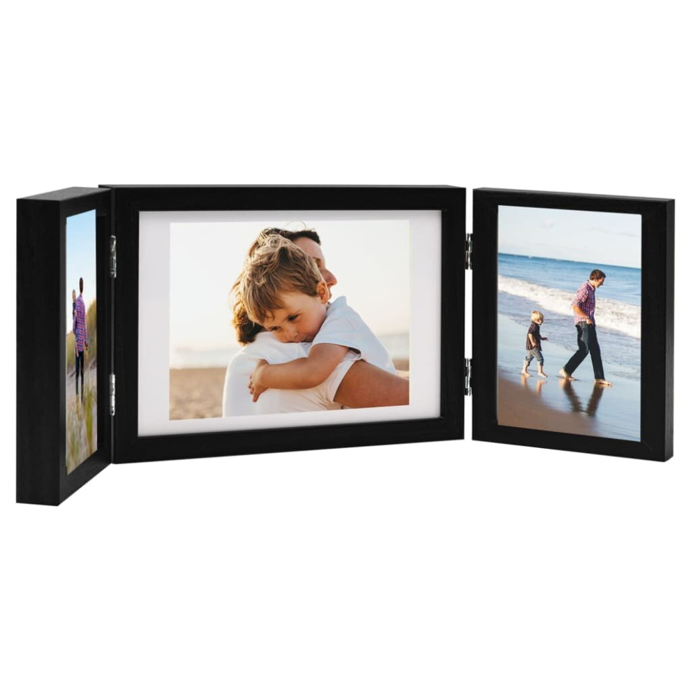 (black, 28 x 18 cm) vidaXL Trifold Photo Frame Collage Picture Frame 22x15/28x18cm Multi Colours