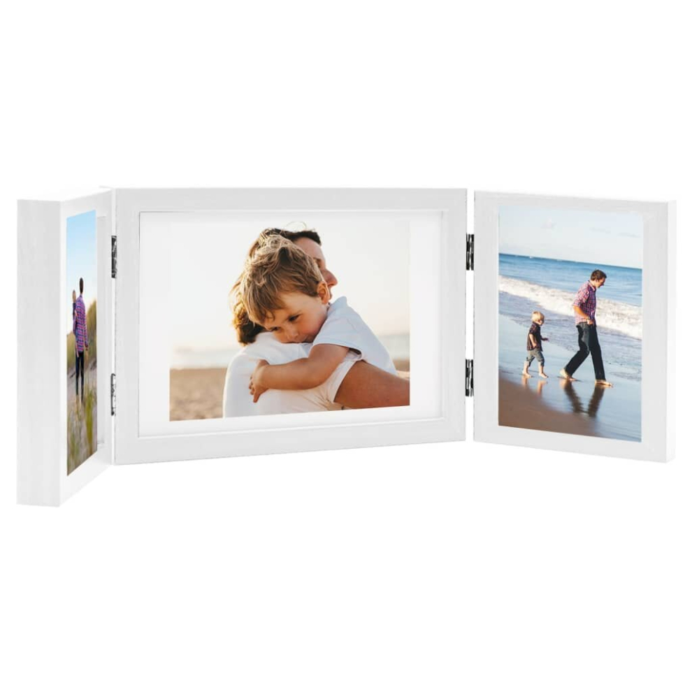 (white, 28 x 18 cm) vidaXL Trifold Photo Frame Collage Picture Frame 22x15/28x18cm Multi Colours