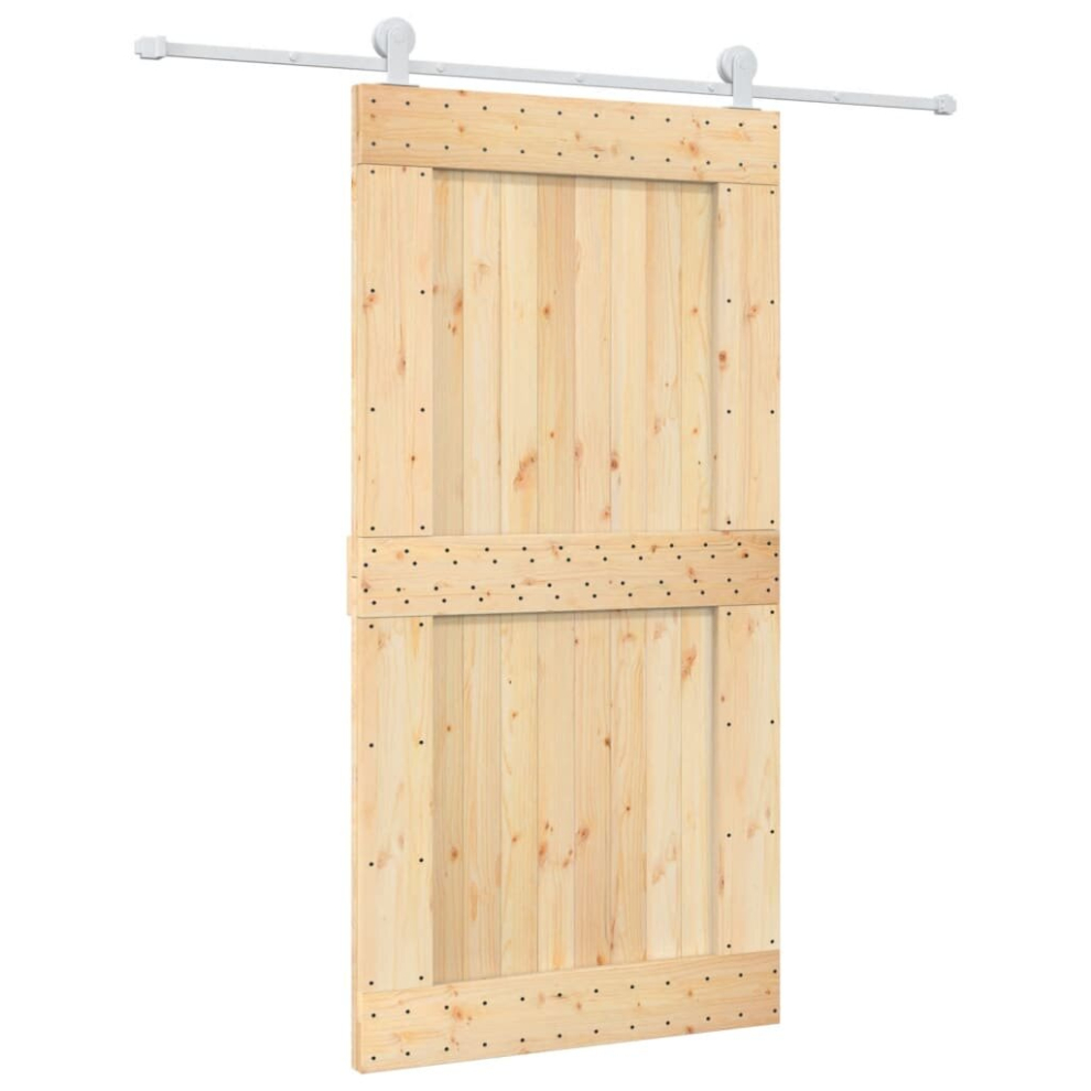 vidaXL Sliding Door Barn Door with Hardware Set Interior Door Solid Wood Pine