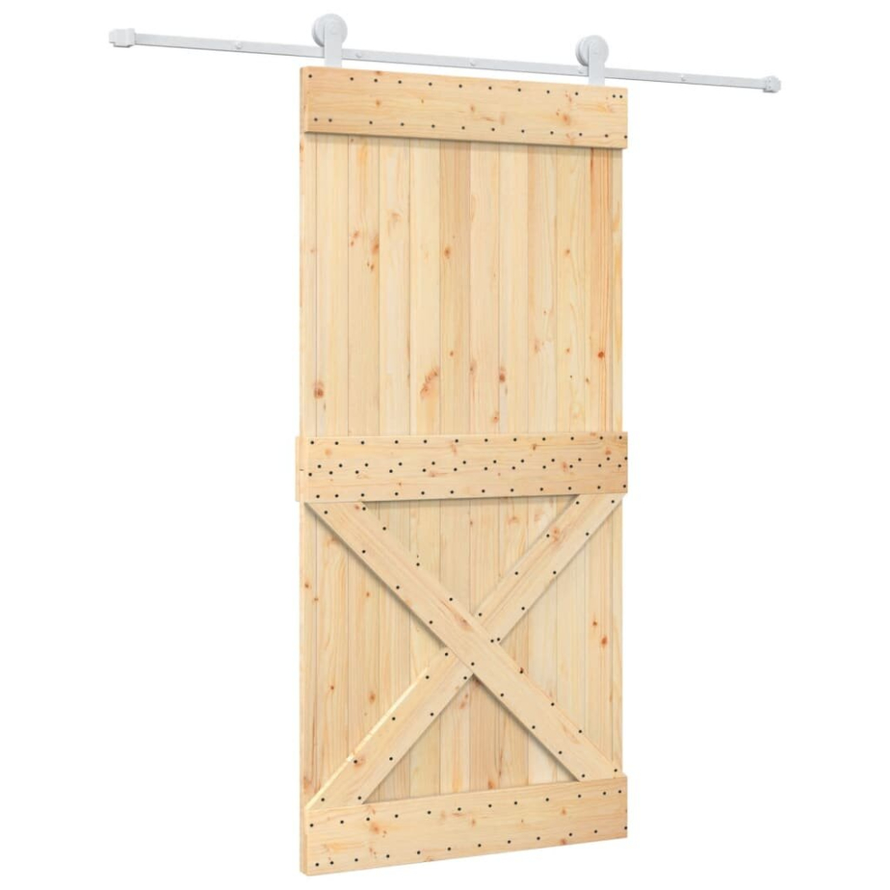 vidaXL Sliding Door Barn Door with Hardware Set Interior Door Solid Wood Pine