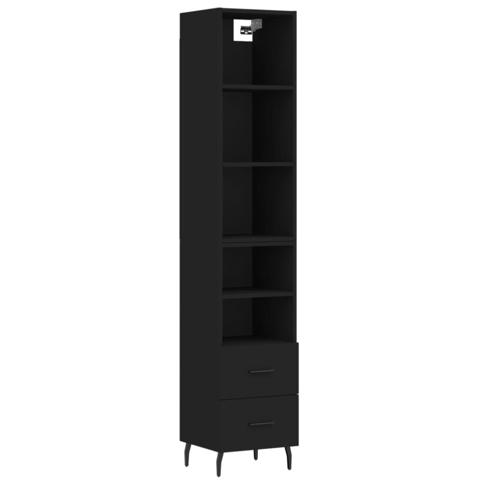 (black, 2 drawers 2 shelves) vidaXL Highboard Sideboard Storage Cabinet Side Cabinet Black Engineered Wood