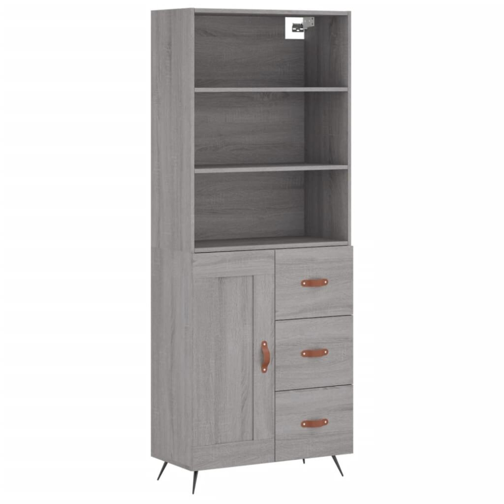 (grey sonoma) vidaXL Highboard Sideboard Cupboard Side Cabinet Brown Oak Engineered Wood