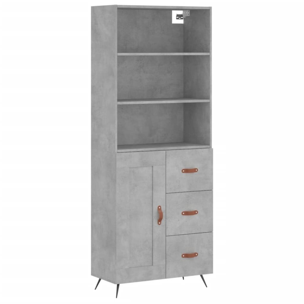 (concrete grey) vidaXL Highboard Sideboard Cupboard Side Cabinet Brown Oak Engineered Wood