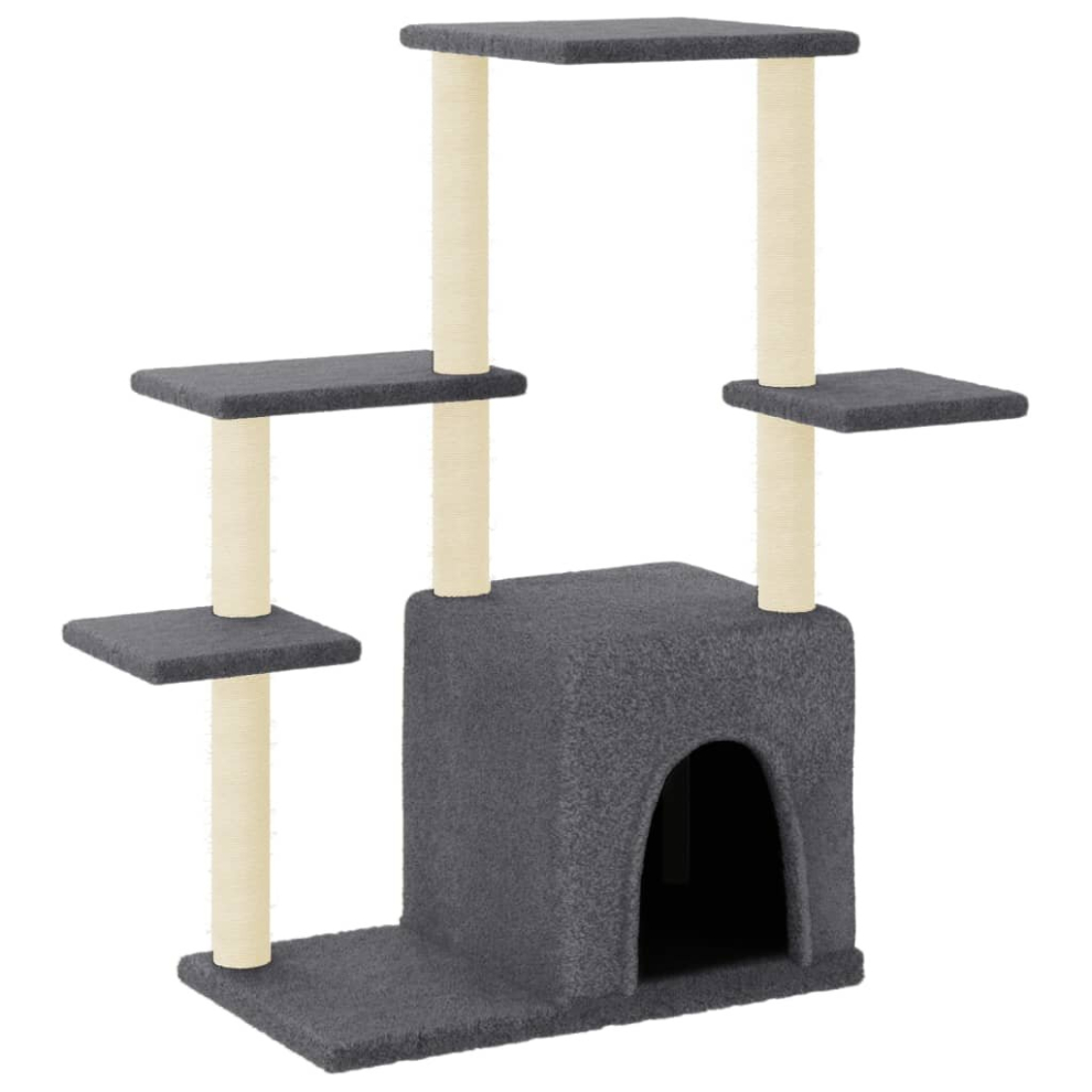 (dark grey) vidaXL Cat Tree with Sisal Scratching Posts Cat Scratch Tower Climber Dark Grey