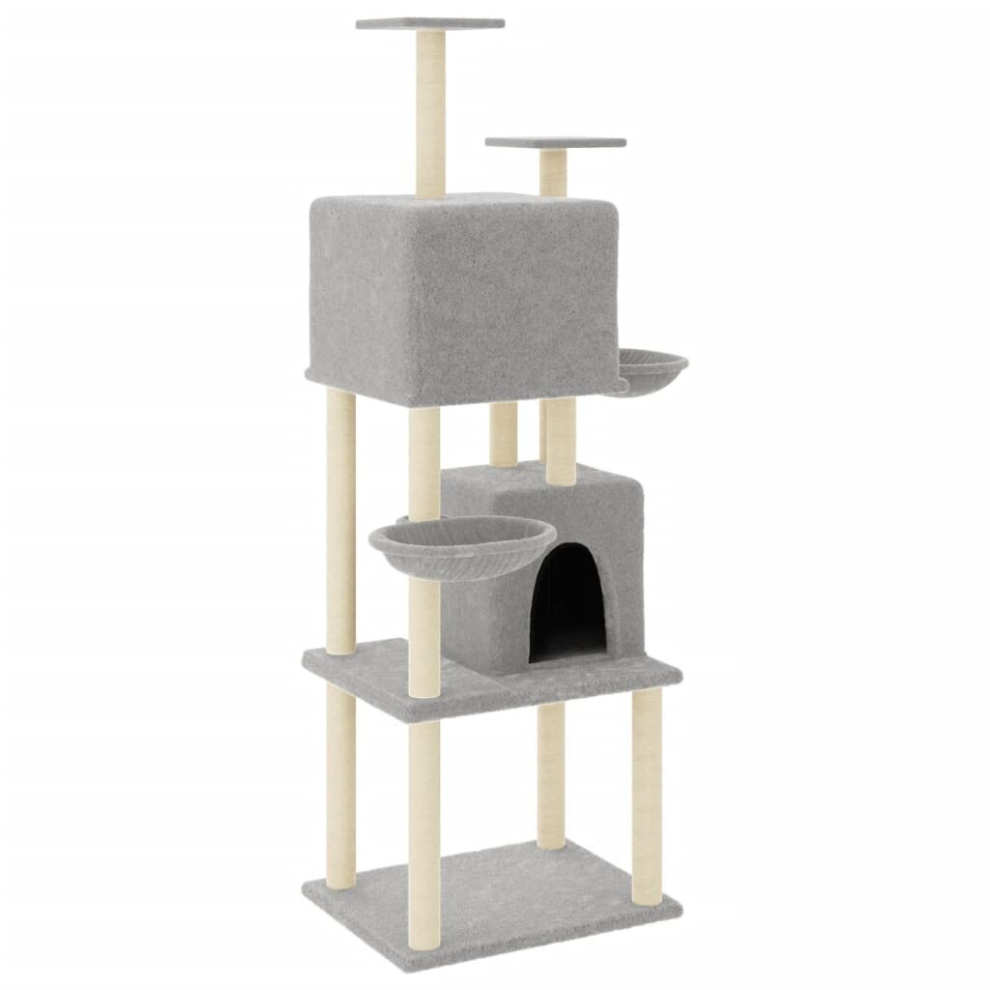 (light grey) vidaXL Cat Tree with Sisal Scratching Posts Cat Scratch Tower Climber Dark Grey