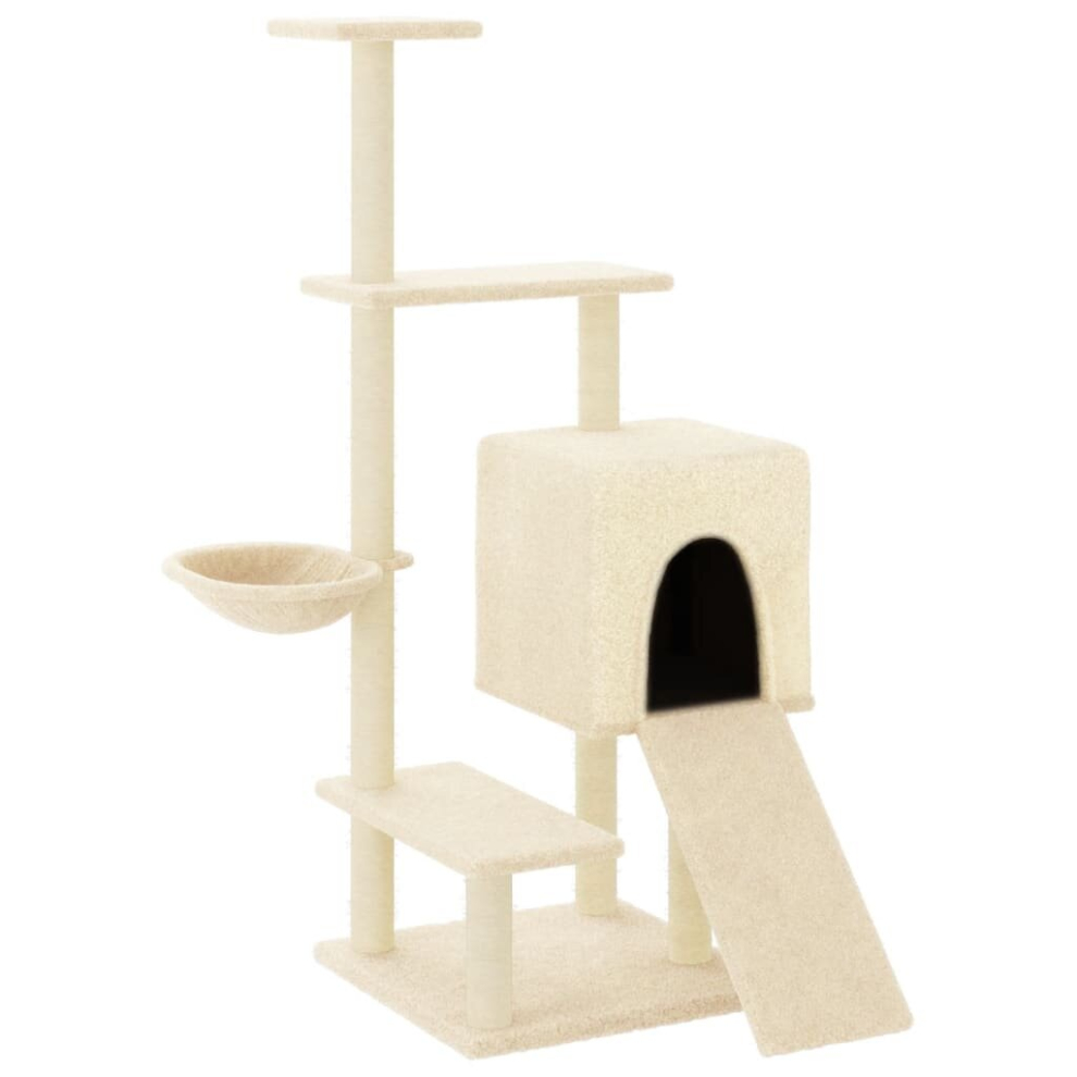 (cream) vidaXL Cat Tree Cat Tower with Sisal Scratching Posts Cat Cando Light Grey