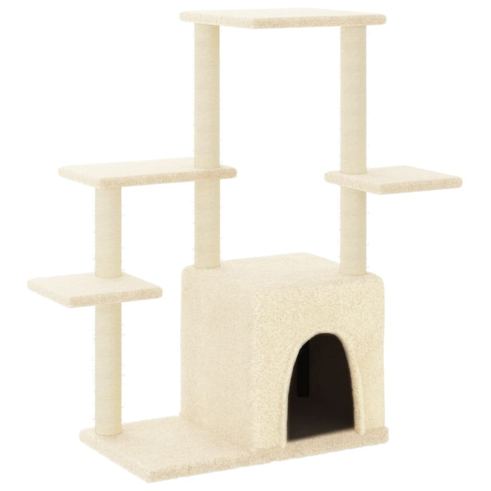 Vidaxl (Cream) Cat Tree With Sisal Scratching Posts Cat Scratching Tower Cat Climber
