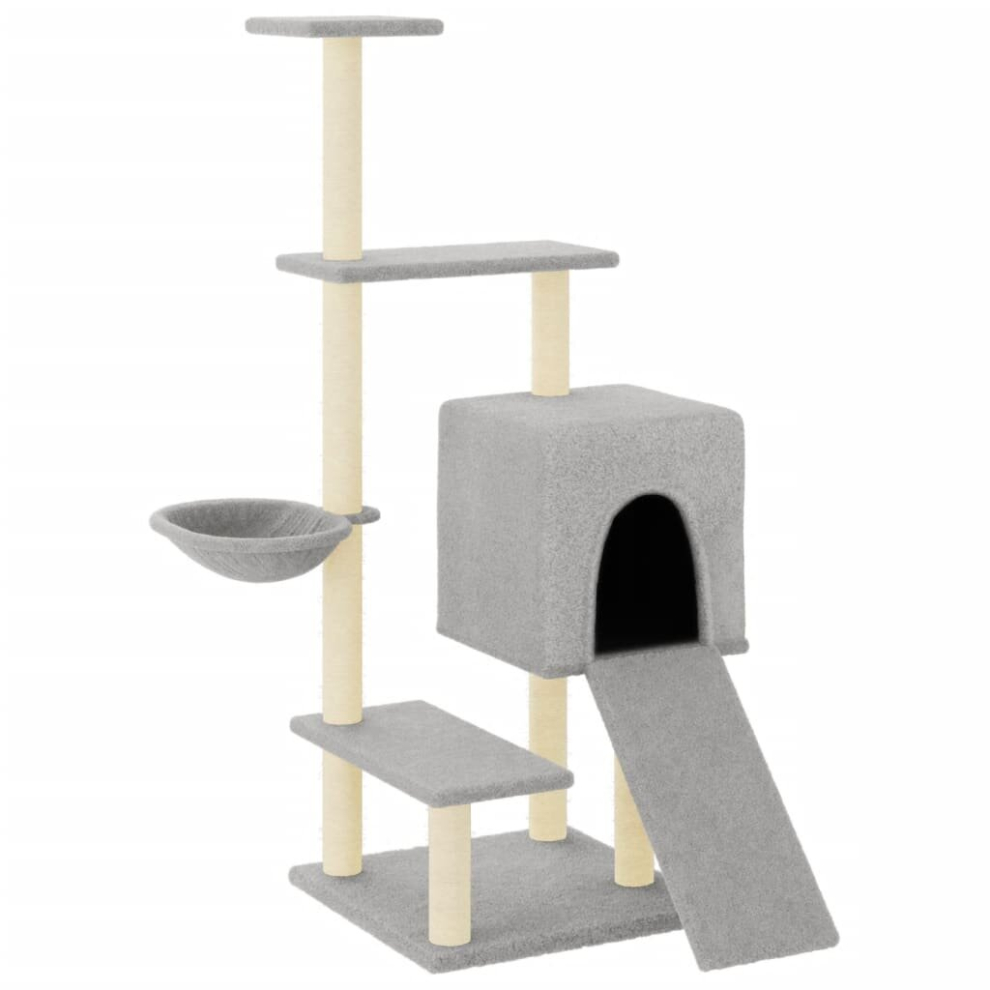 (light grey) vidaXL Cat Tree Cat Tower with Sisal Scratching Posts Cat Cando Light Grey