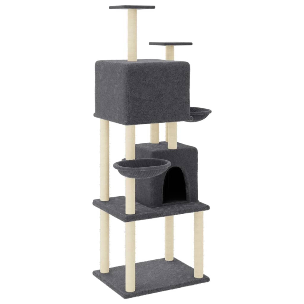 (dark grey) vidaXL Cat Tree with Sisal Scratching Posts Cat Scratch Tower Climber Dark Grey