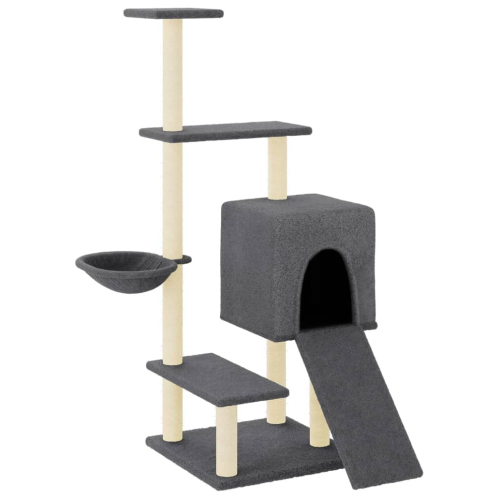 (dark grey) vidaXL Cat Tree Cat Tower with Sisal Scratching Posts Cat Cando Light Grey