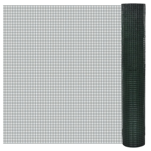 (green, 25 x 1 m 16 x 16 mm) vidaXL Chicken Wire Fence Steel with PVC Coating Wire Mesh Roll Wire Fencing