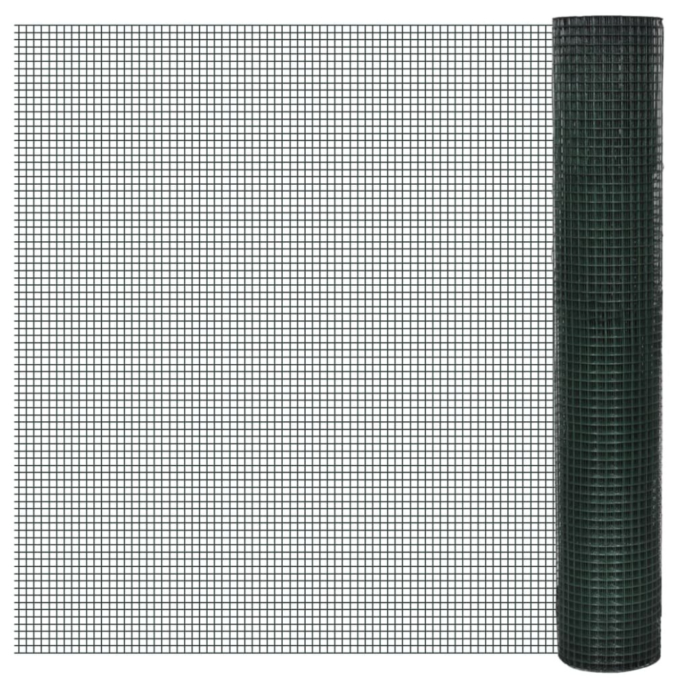 (green, 10 x 1 m 12 x 12 mm) vidaXL Chicken Wire Fence Steel with PVC Coating Wire Mesh Roll Wire Fencing