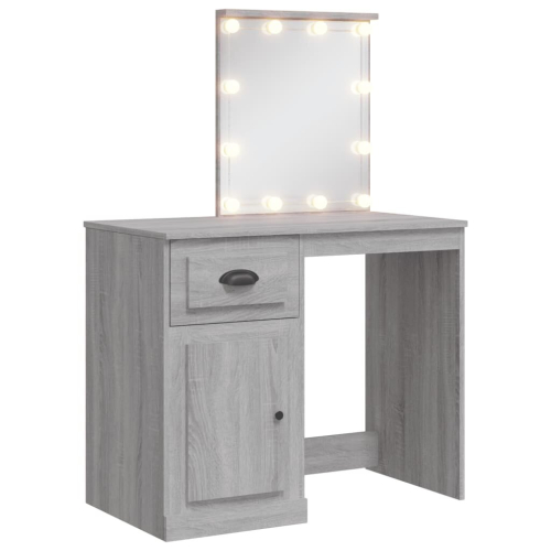 VidaXL (grey sonoma) vidaXL Dressing Table with LED Lights Makeup Table Vanity Desk Cosmetic Table 1