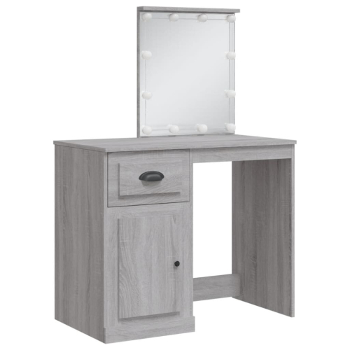 VidaXL (grey sonoma) vidaXL Dressing Table with LED Lights Makeup Table Vanity Desk Cosmetic Table 2