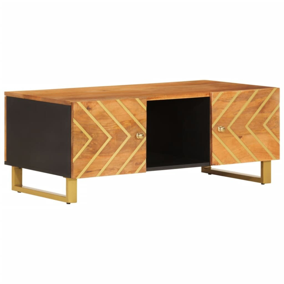 Vidaxl Coffee Table Tea Side Table Sofa Table Brown And Black Solid Wood Mango