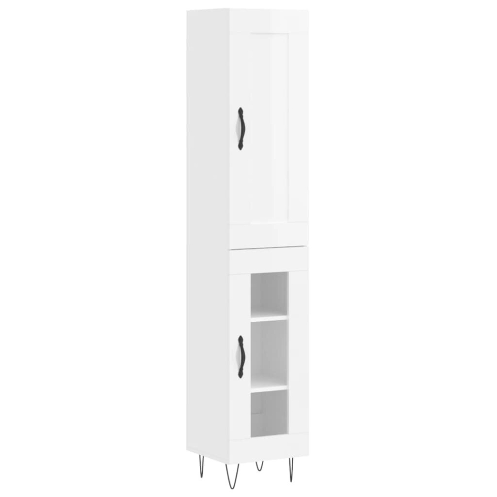 (high gloss white, 1 glass door) vidaXL Highboard Sideboard Tall Storage Cabinet Side Cabinet Engineered Wood