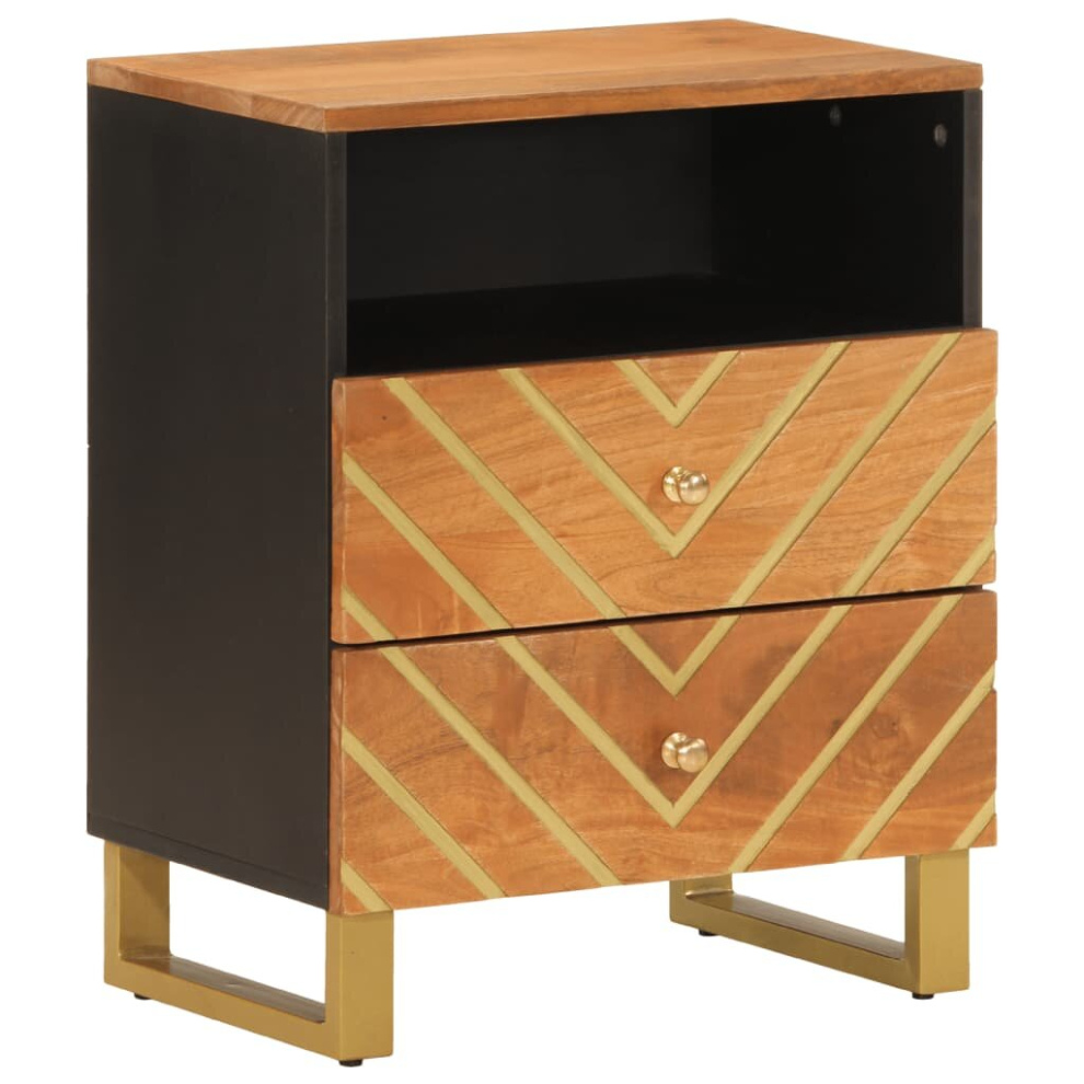 vidaXL Bedside Cabinet Nightstand Bed Table Brown and Black Solid Wood Mango