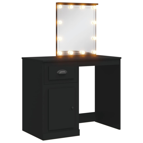 VidaXL (black) vidaXL Dressing Table with LED Lights Makeup Table Vanity Desk Cosmetic Table 1