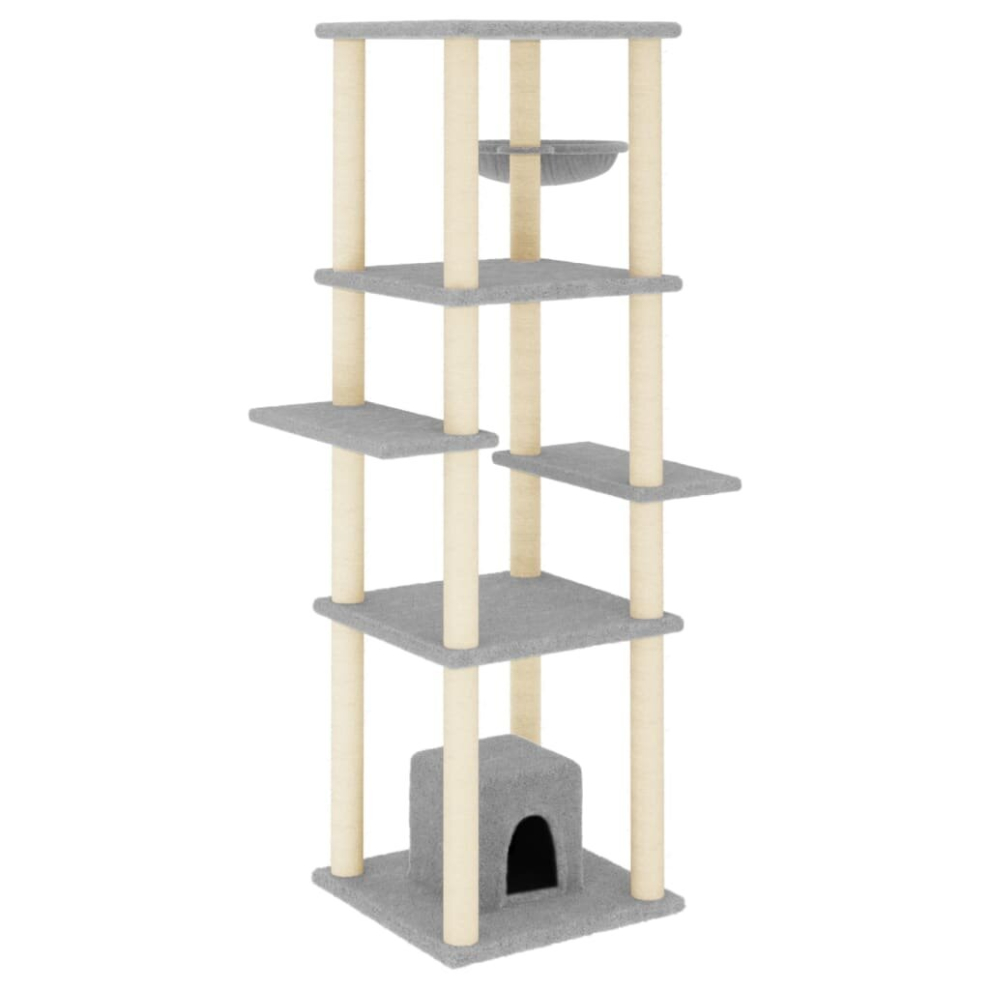 (light grey) vidaXL Cat Tree with Sisal Scratching Posts Pet Cat Scratch Tower Light Grey