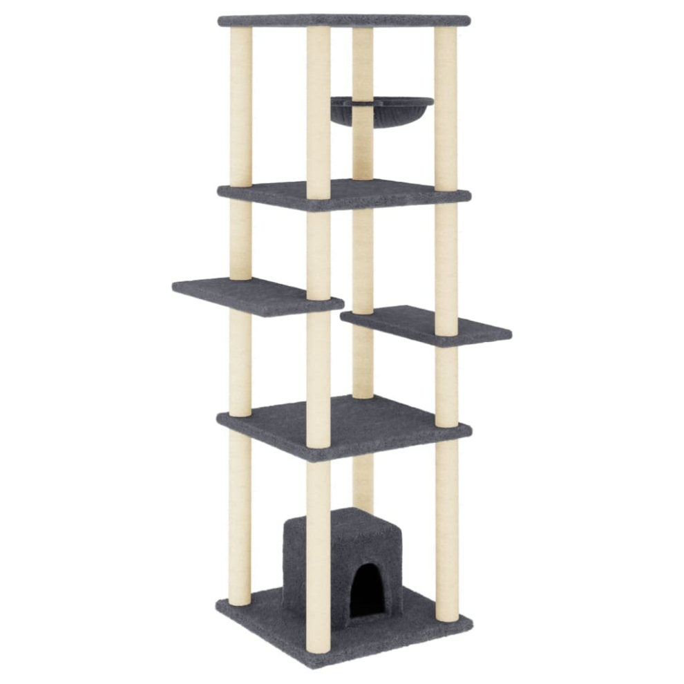 (dark grey) vidaXL Cat Tree with Sisal Scratching Posts Pet Cat Scratch Tower Light Grey