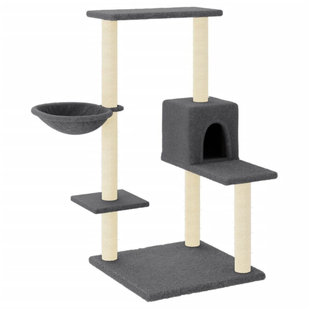 (dark grey) vidaXL Cat Tree Cat Tower with Sisal Scratching Posts Activity Centre Cream